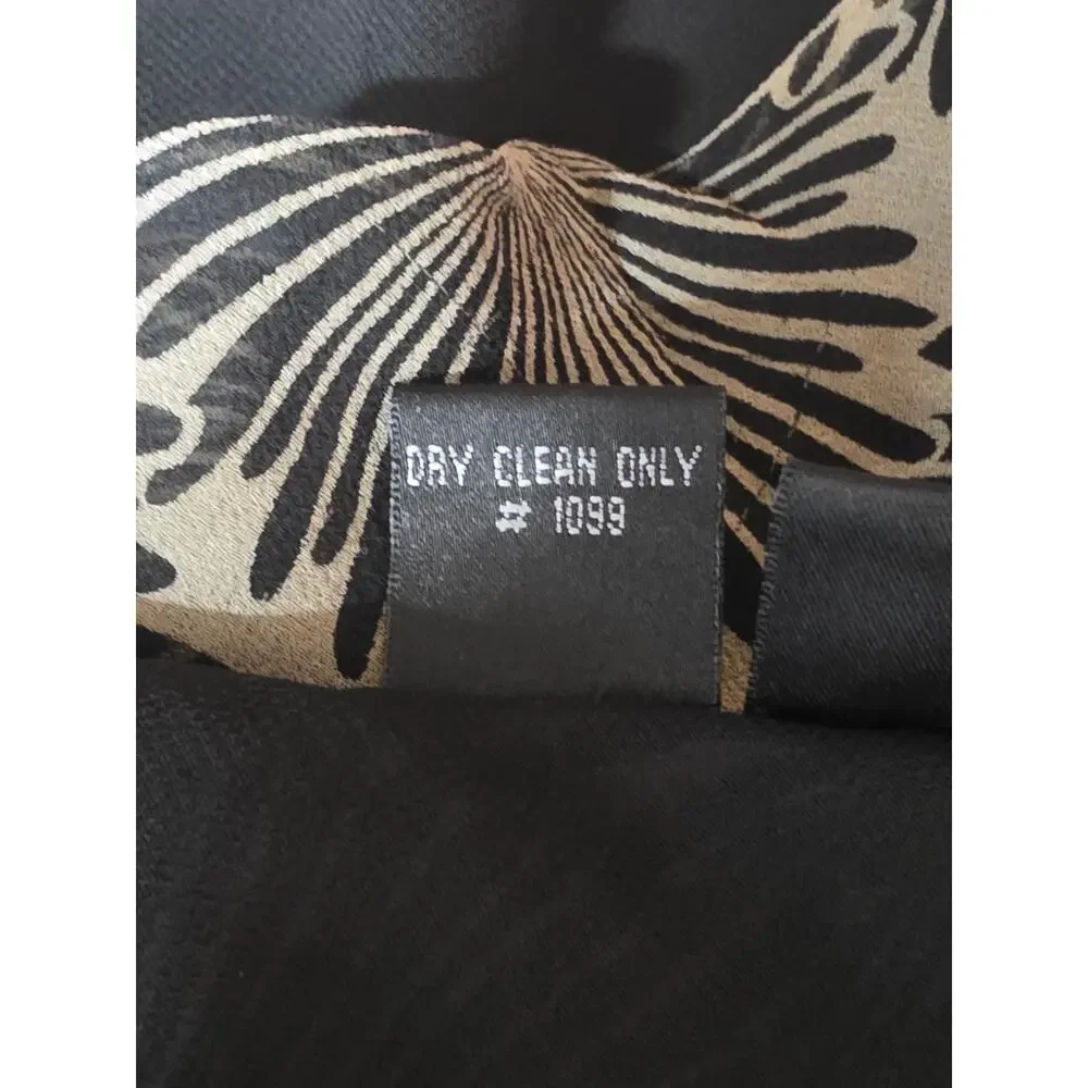 Rafaella 100% Silk Skirt Size 10 Black Beige Floral Midi Ruffle Hem